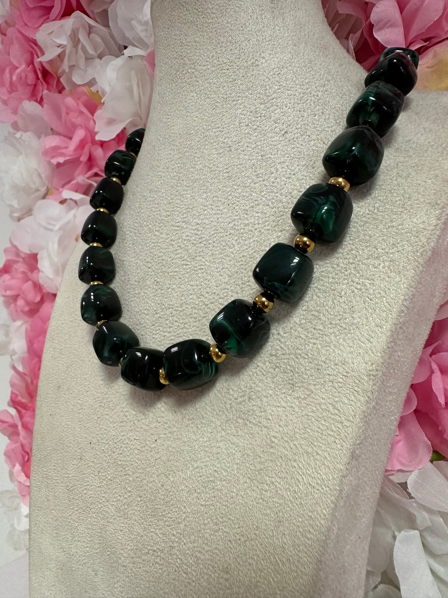 Collier Perlas vert