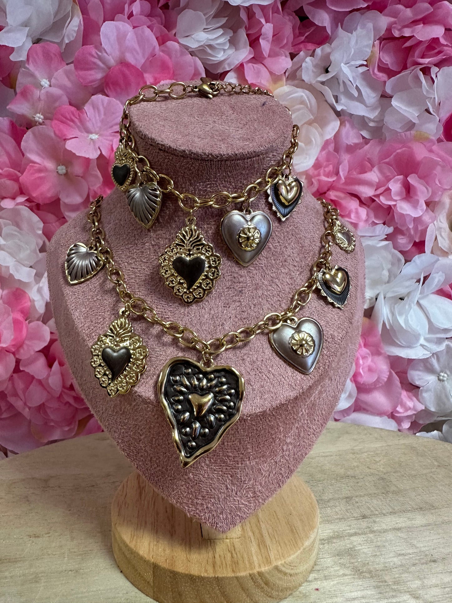 Collier breloque cœur bronze