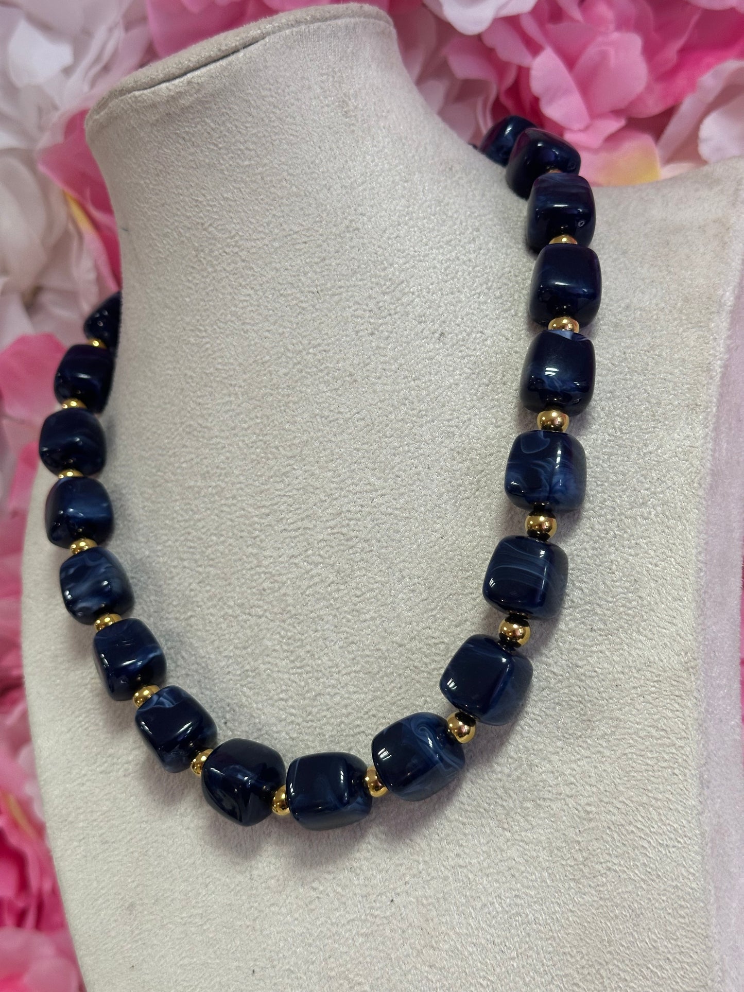 Collier Perlas bleu
