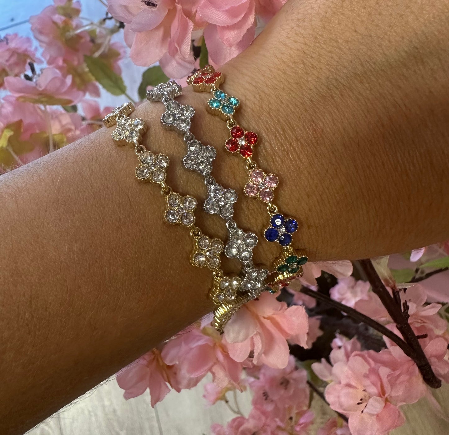 Bracelets Trèfle strass