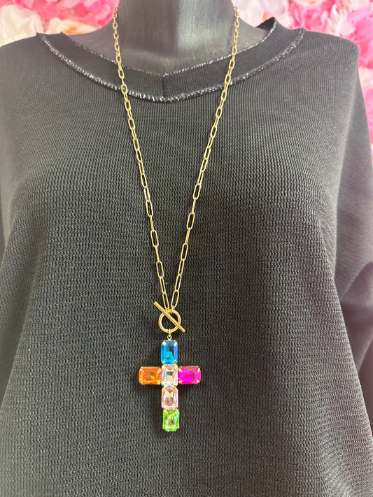 Sautoir croix multi