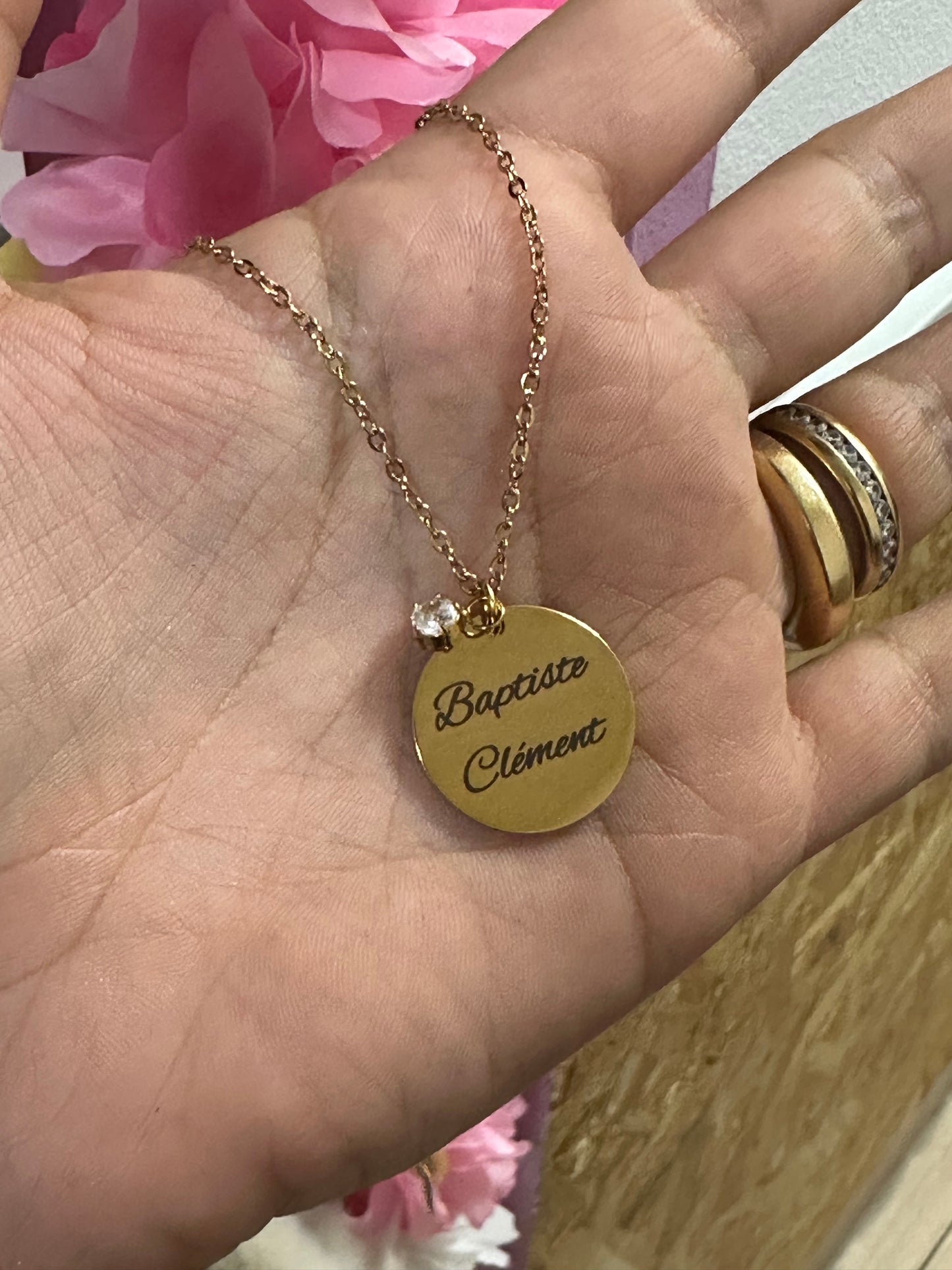 Collier rond breloque diamants 💎