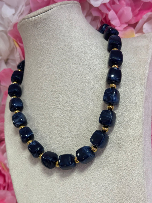 Collier Perlas bleu